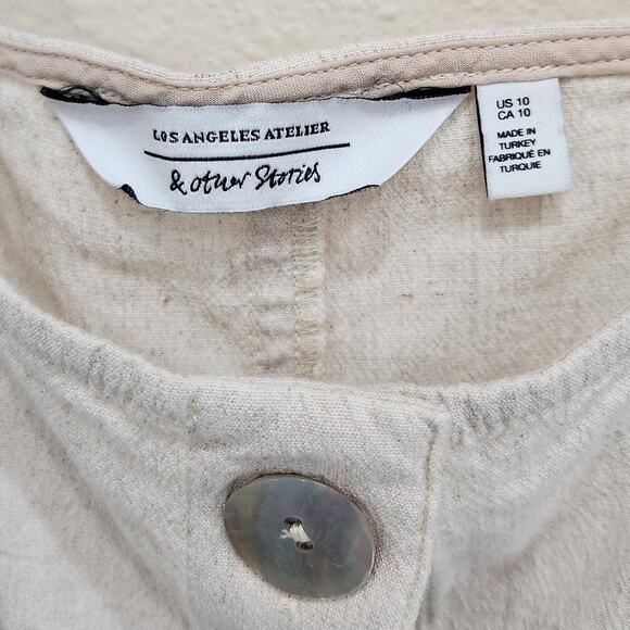 & Other Stories Square Neck Button Down Mini Dress Sleeveless Cream Size 10 - Picture 8 of 10